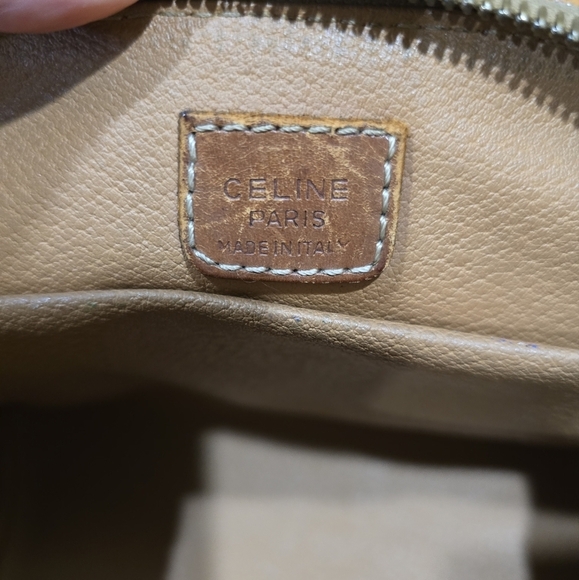 Celine authentic macadam pattern Cosmetic pouch PVC leather zip closure brown - Picture 7 of 8